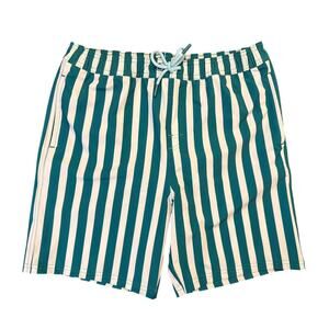 NWOT Nordstrom Swim Trunks, Green White Stripe, Boys XL 14/16